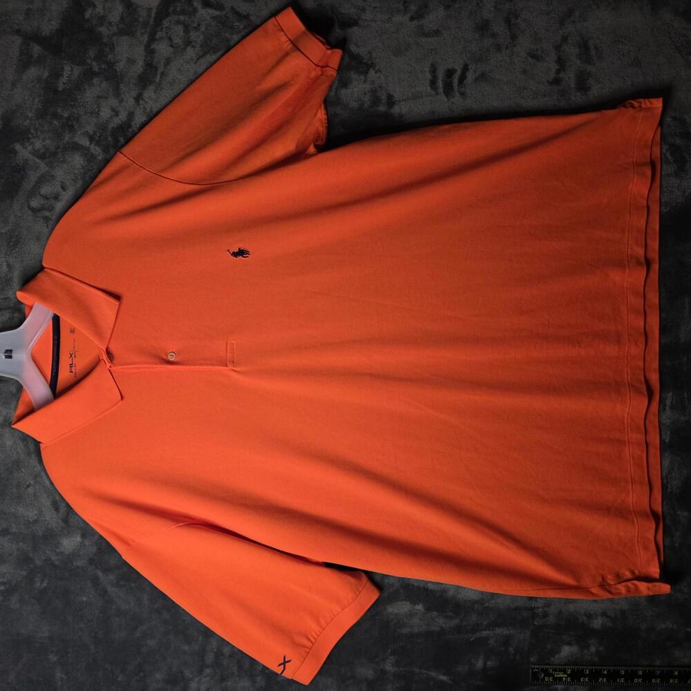Ralph Lauren RLX Mens Bright Orange Performance Polo Big and Tall 2XLT